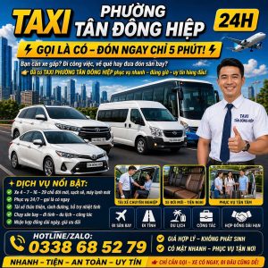 Taxi Phường Tân Đông Hiệp 24h 0338 68 52 79