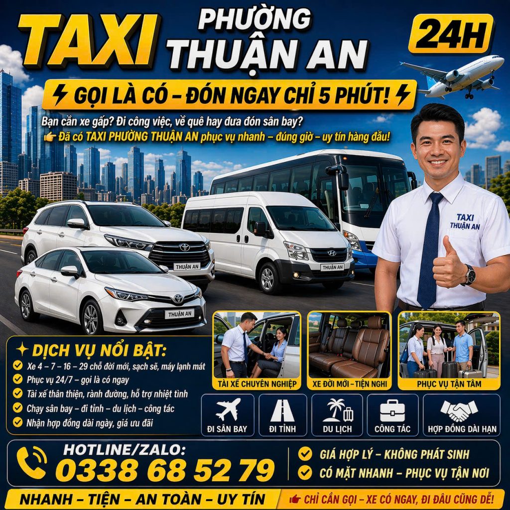 Taxi Phường Thuận An 24h 0338 68 52 79
