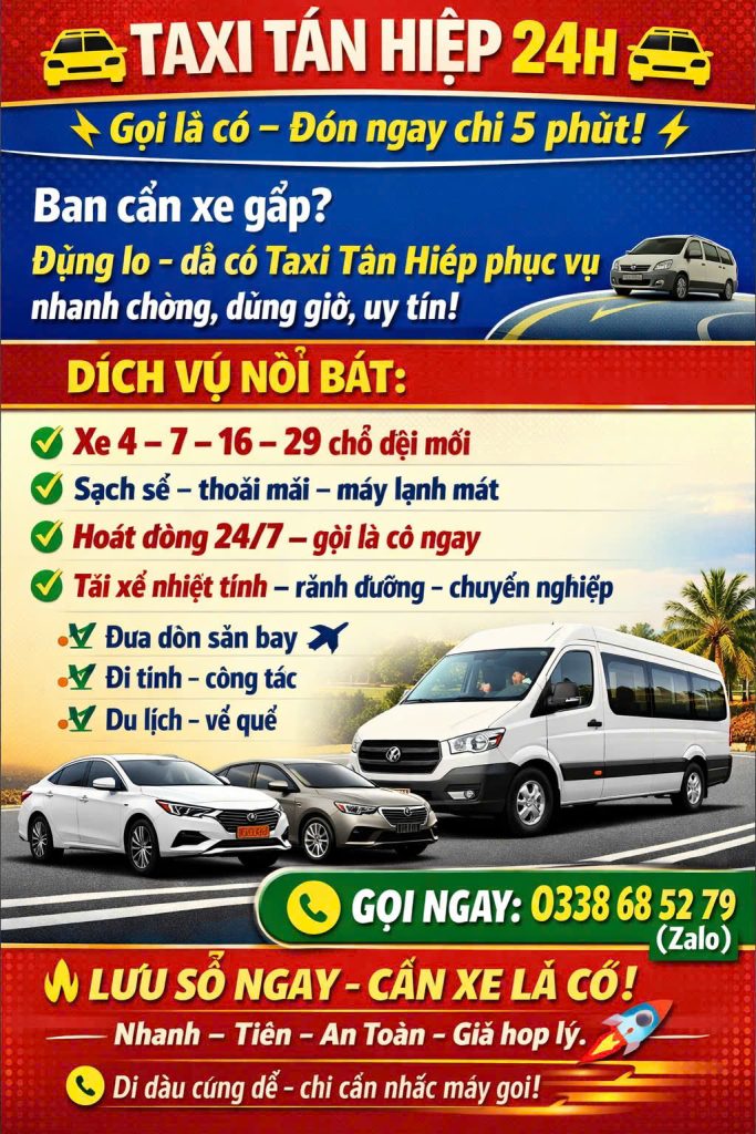 Taxi Tân Hiệp 24h 0338 68 52 79