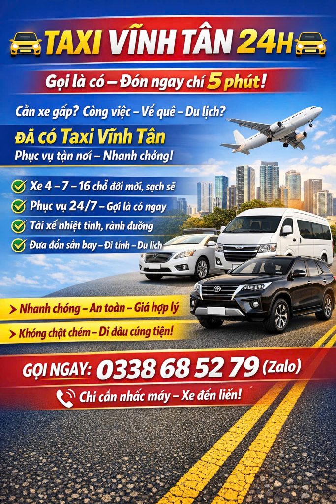 Taxi Vĩnh Tân 24h 0338 68 52 79