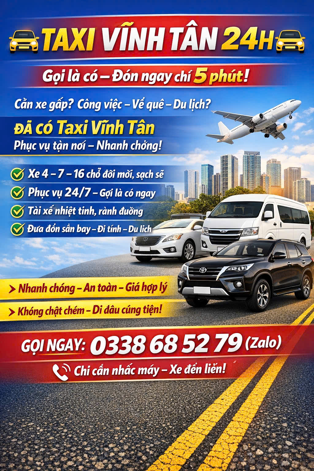 Taxi Vĩnh Tân 24h 0338 68 52 79