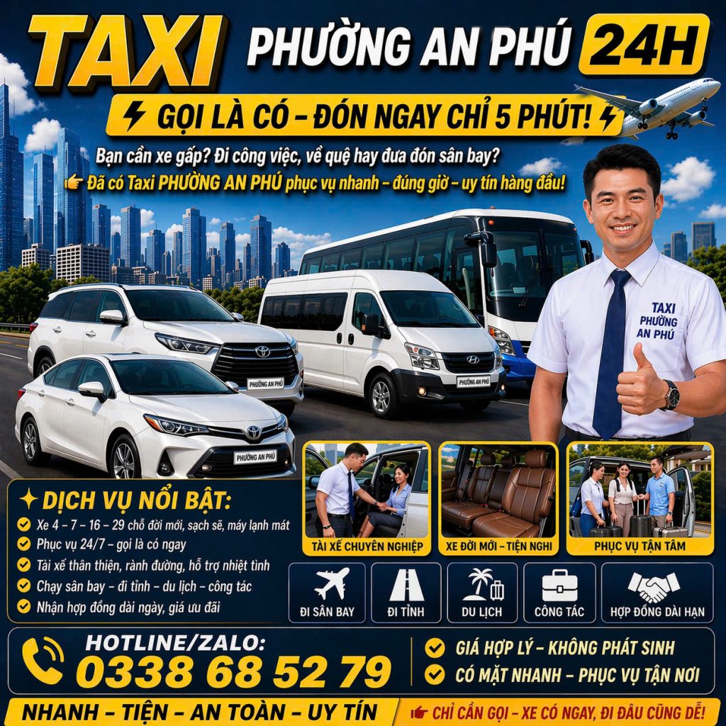 Taxi Phường An Phú 24h 0338 68 52 79