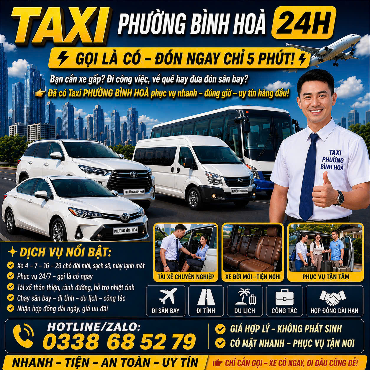 Taxi Phường Bình Hòa 24h 0338 68 52 79