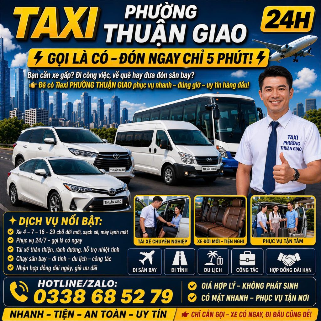 Taxi Phường Thuận Giao 24h 0338 68 52 79