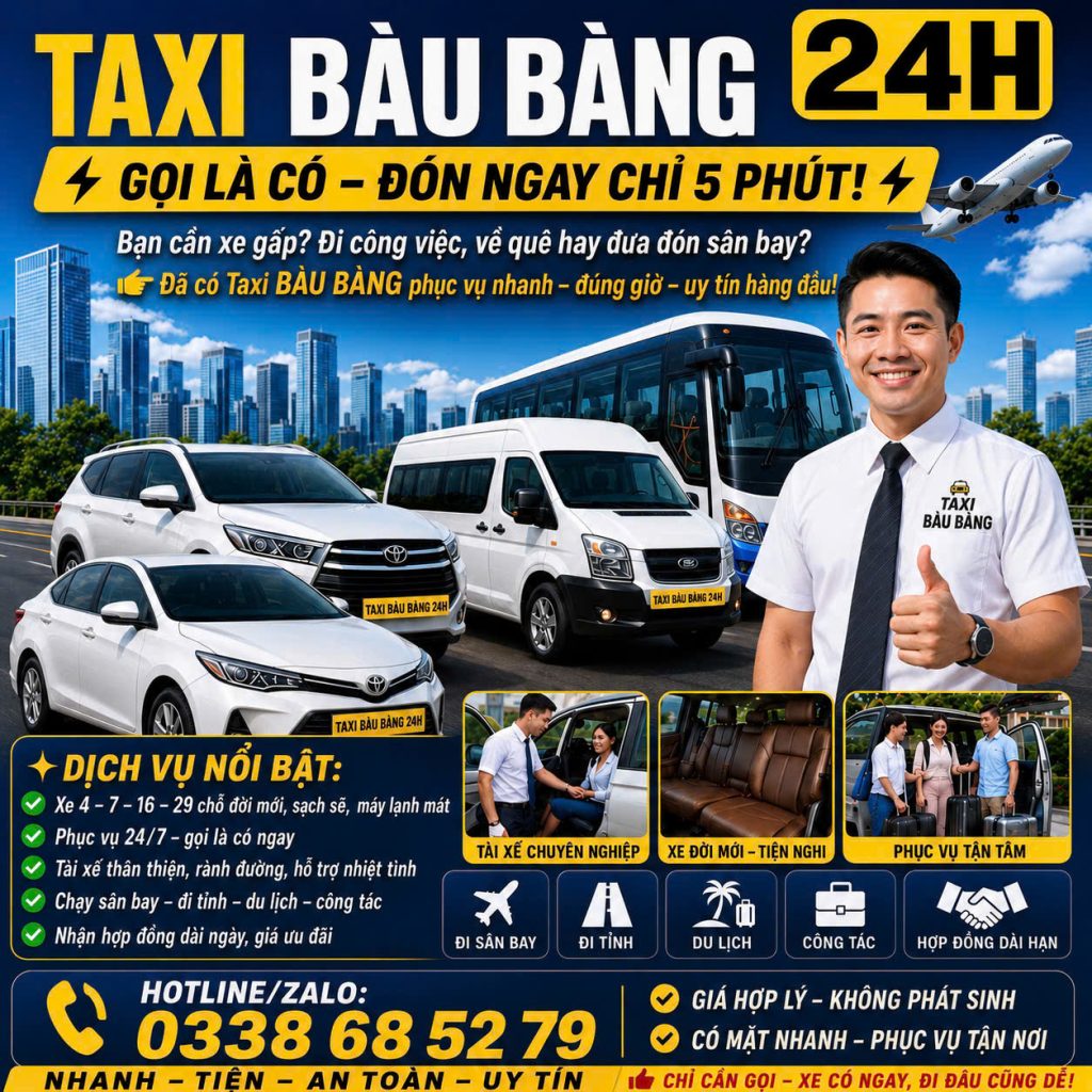 Taxi Bàu Bàng 24h 0338 68 52 79