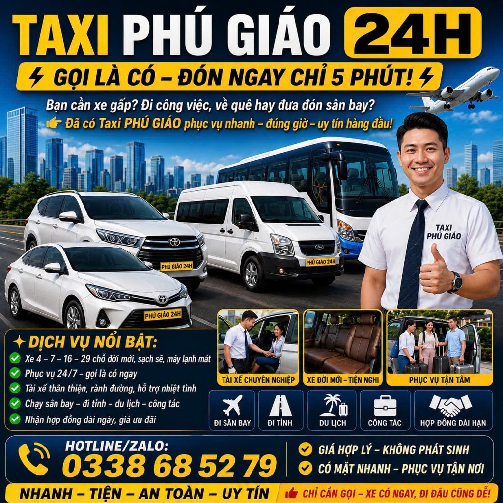 Taxi Phú Giáo 24h 0338 68 52 79