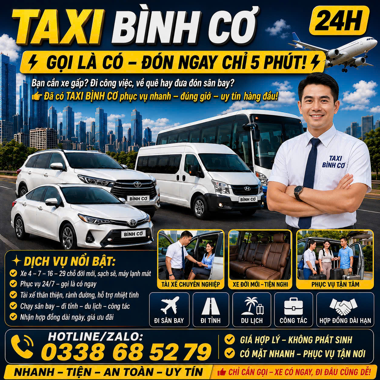 Taxi Phường Bình Cơ 24/7 0338685279