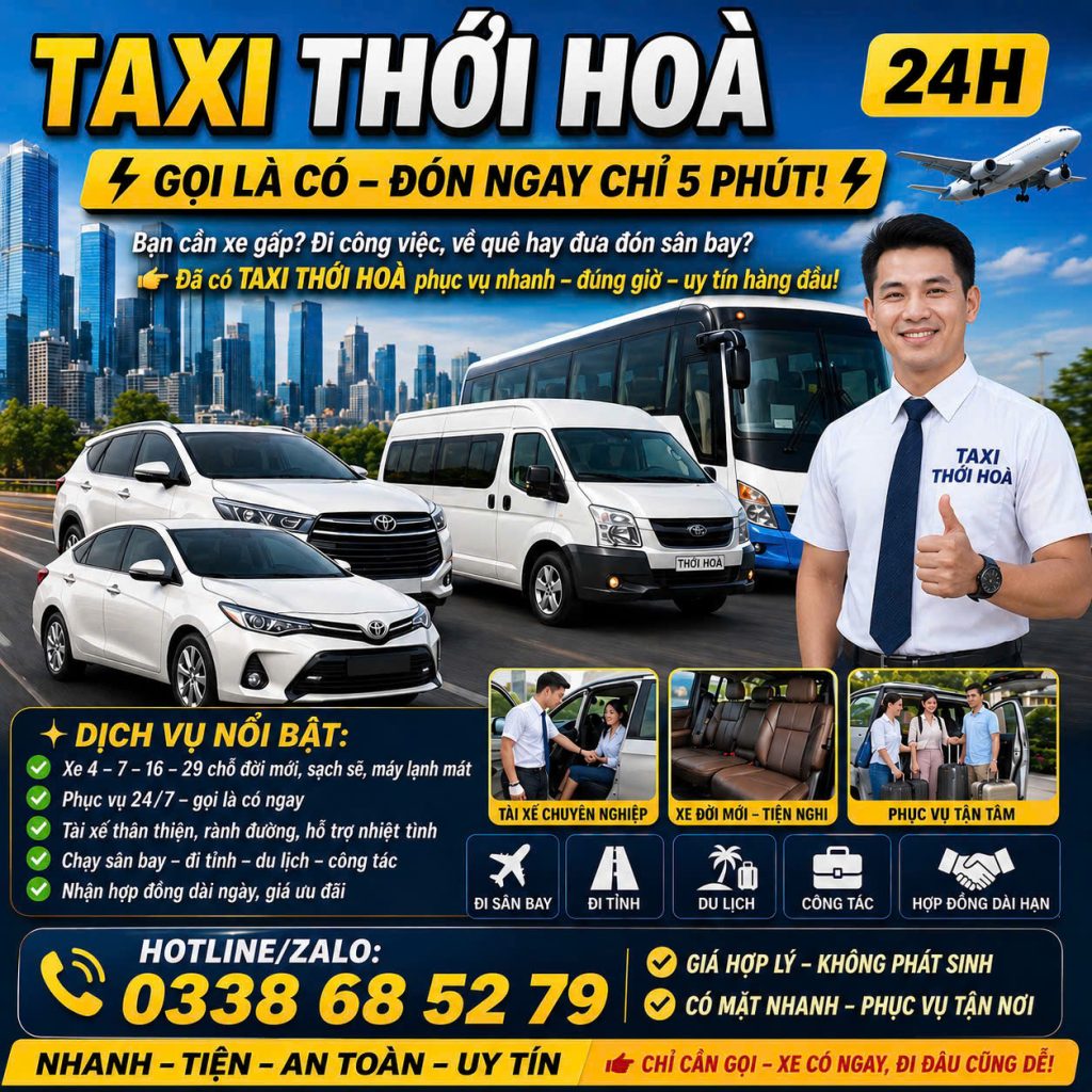 Taxi Thới Hòa 24h 0338 68 52 79