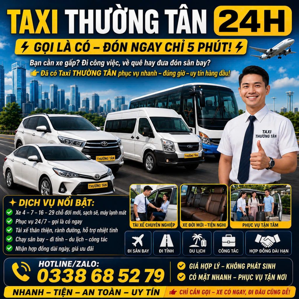 Taxi Thường Tân 24h 0338 68 52 79