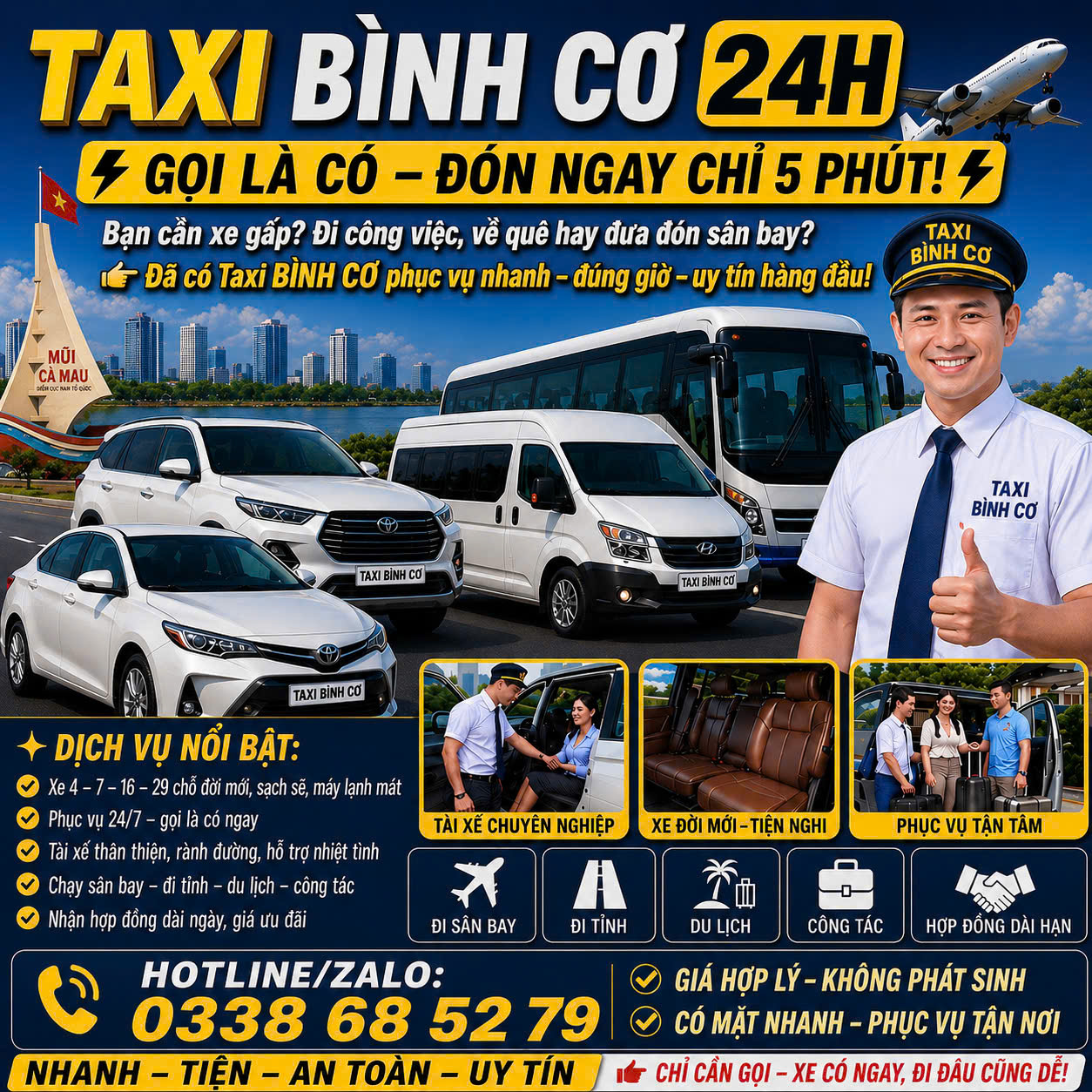 Taxi Phường Bình Cơ 24/24 0338 68 52 79