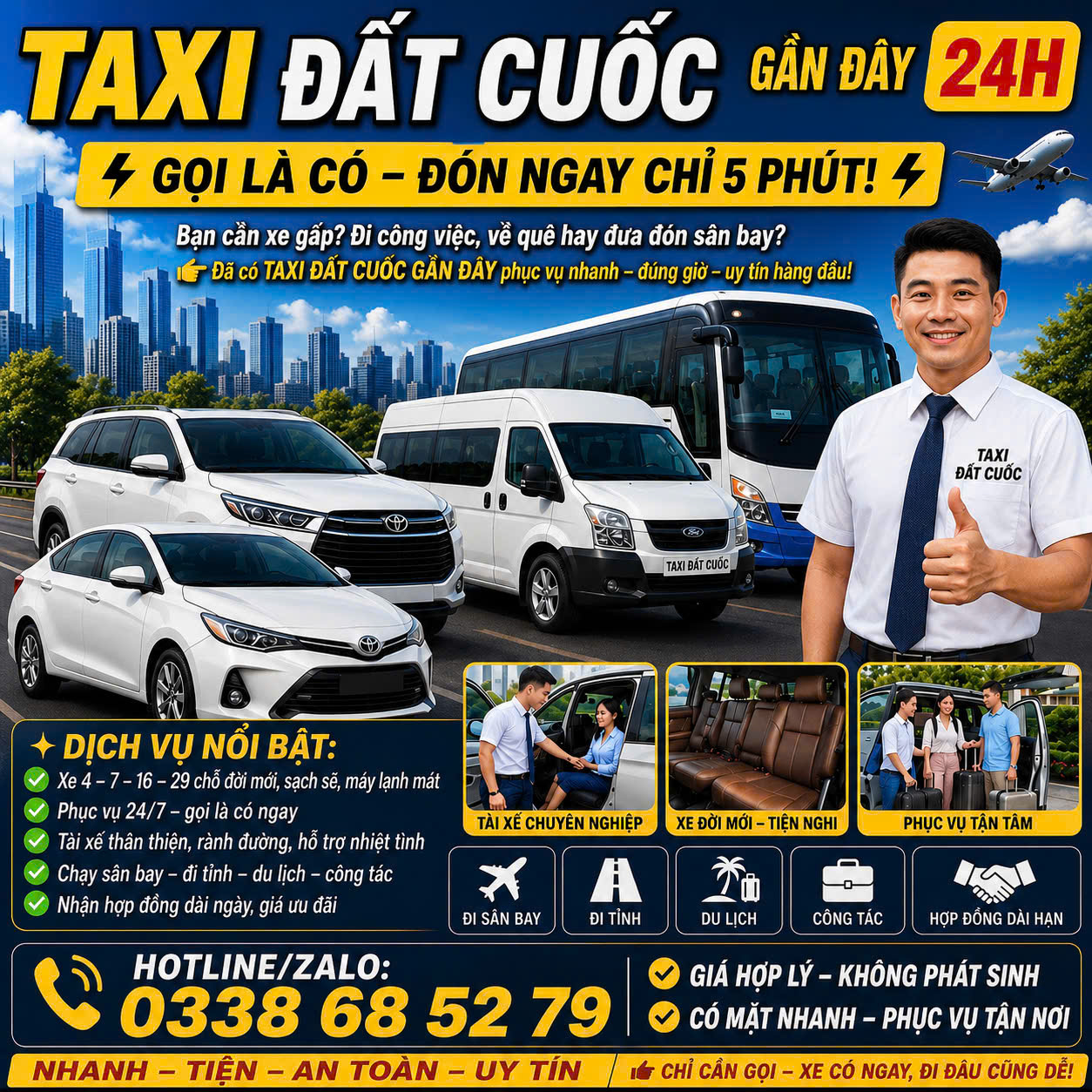 Taxi Đất Cuốc Gần Đây 24h 0338685279