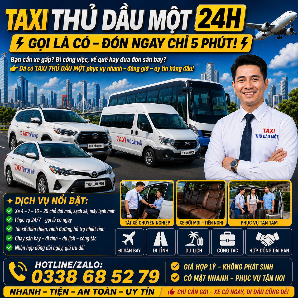 Taxi Thủ Dầu Một Sân Bay 0338685278