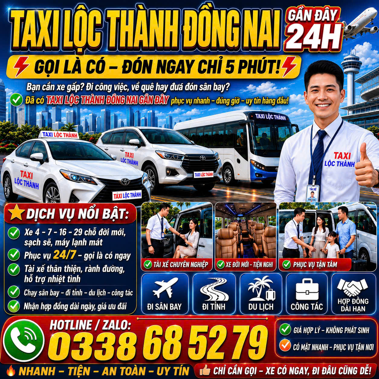 Taxi Lộc Thành Đồng Nai Gần Đây 0338685279