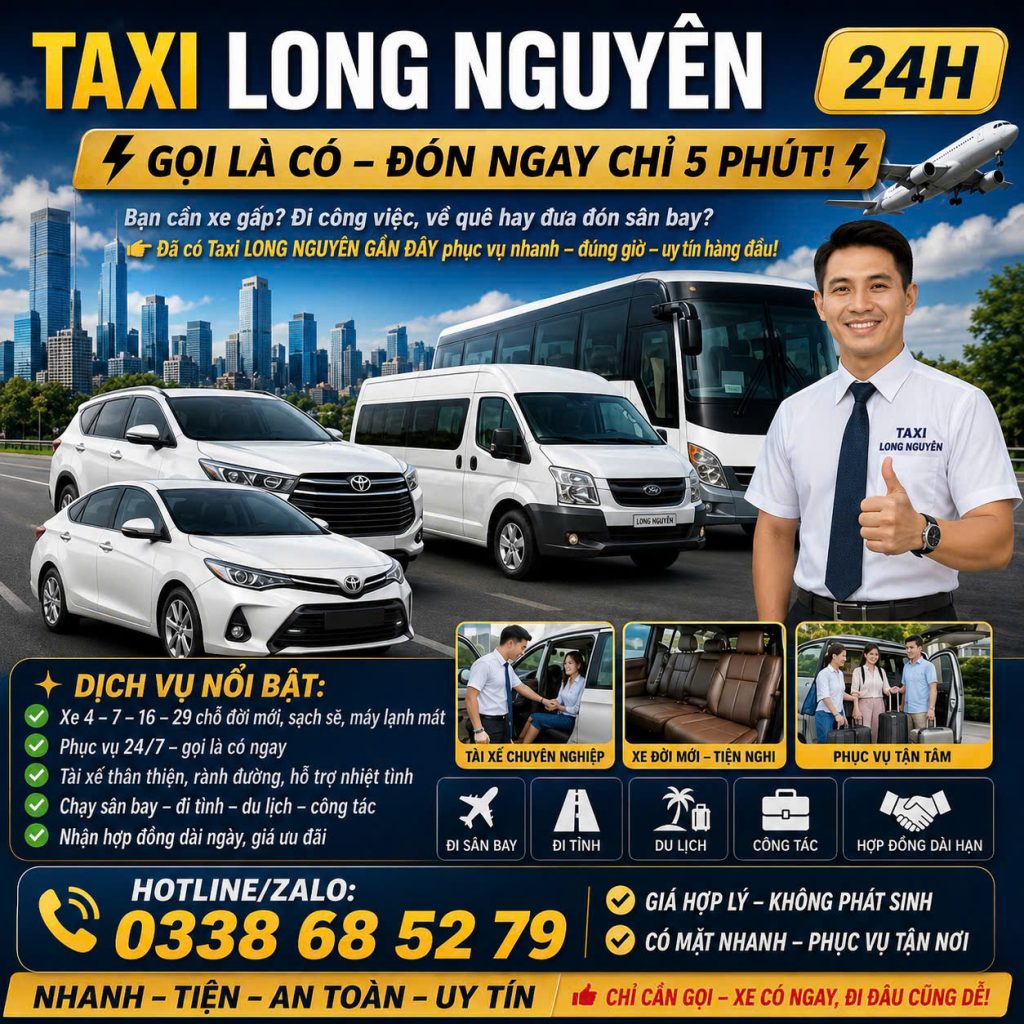 Taxi Long Nguyên Gần Đây 24h 0338685279