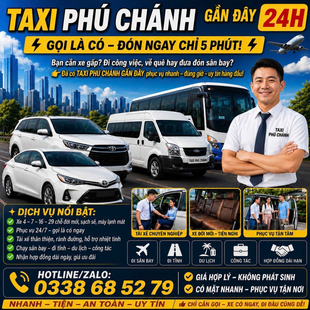 Taxi Phú Tân Gần Đây 24h 0338685279