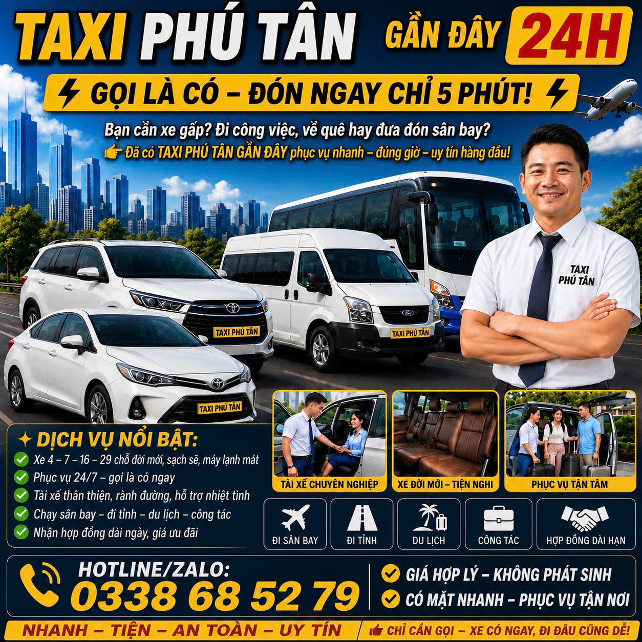 Taxi Phú Tân Gần Đây 24h 0338685279