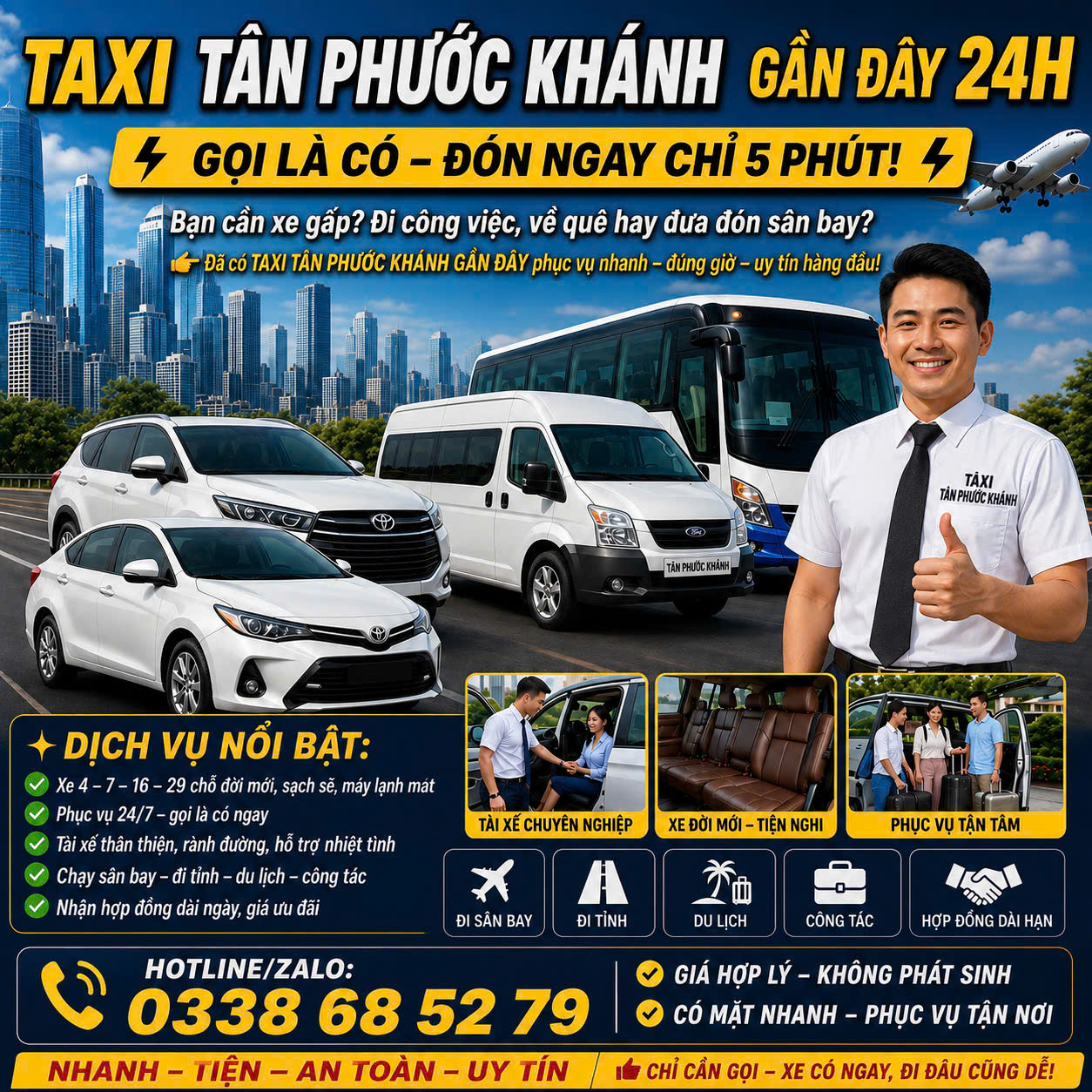 Taxi Tân Phước Khánh Gần Đây 24h 0338685279