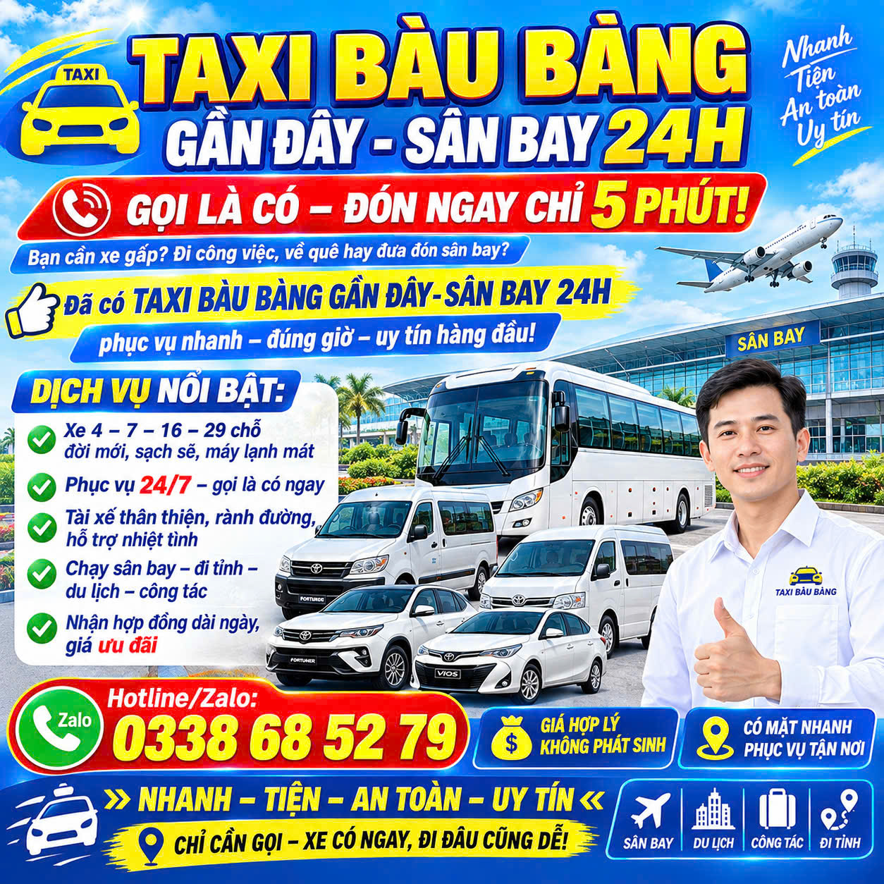 Taxi Bàu Bàng Gần Đây Sân Bay 0338685279