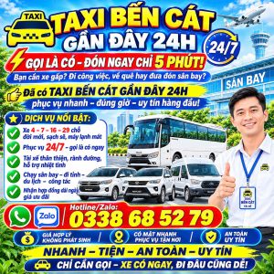 Taxi Bến Cát Gần Đây 24h 0338685279