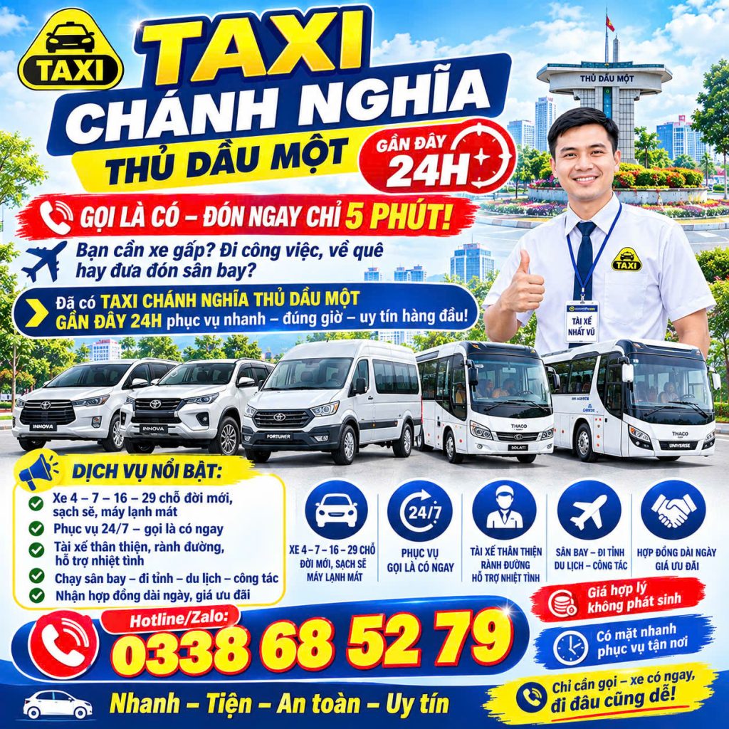 Taxi Chánh Nghĩa Thủ Dầu Một 24h 0338685279
