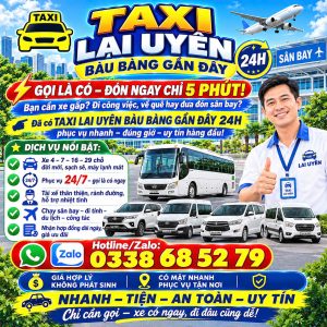 Taxi Lai Uyên Bàu Bàng Gần Đây 24h 0338685279