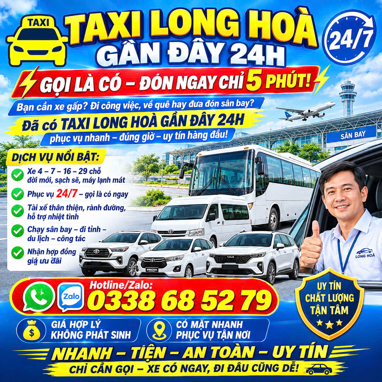 Taxi Long Hòa Gần Đây 0338685279