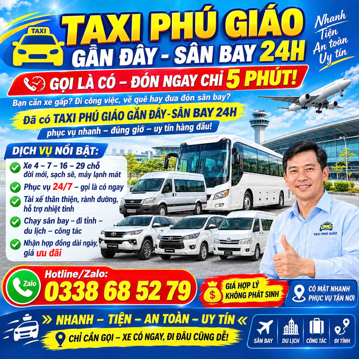 Taxi Phú Giáo Gần Đây Sân Bay 0338685279