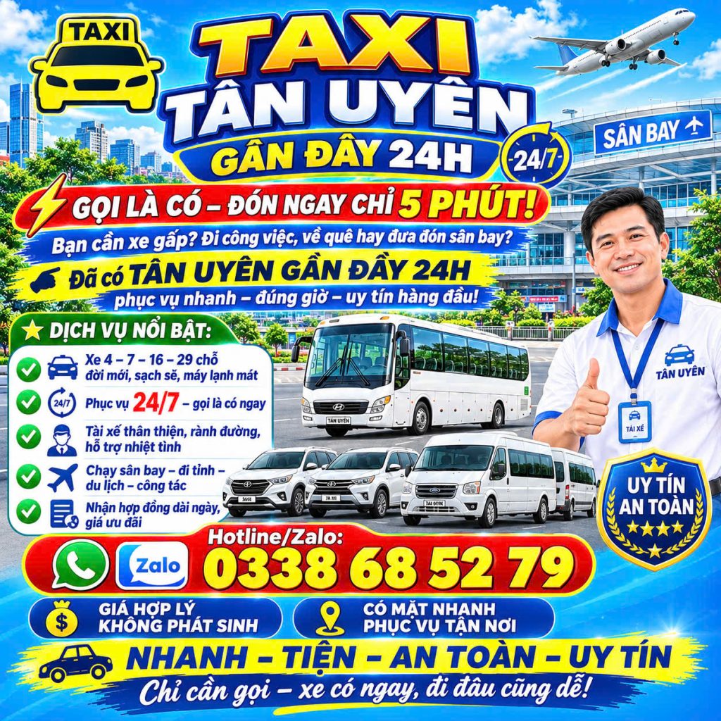 Taxi Thường Tân Gần Đây 24h 0338685279