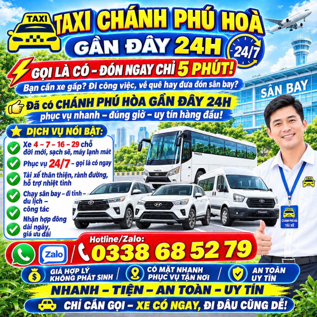 Taxi Chánh Phú Hòa Gần Đây 0338685279