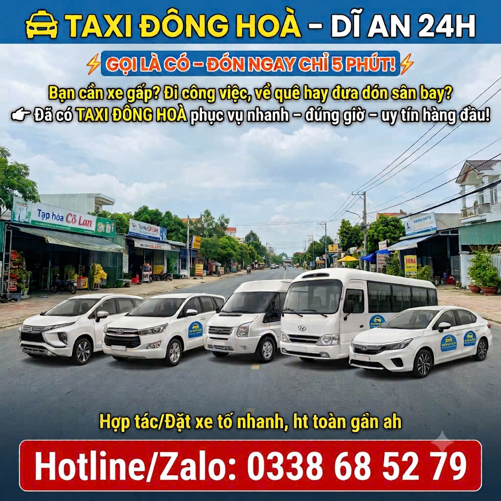 Taxi Đông Hòa Dĩ An 247 0338685279