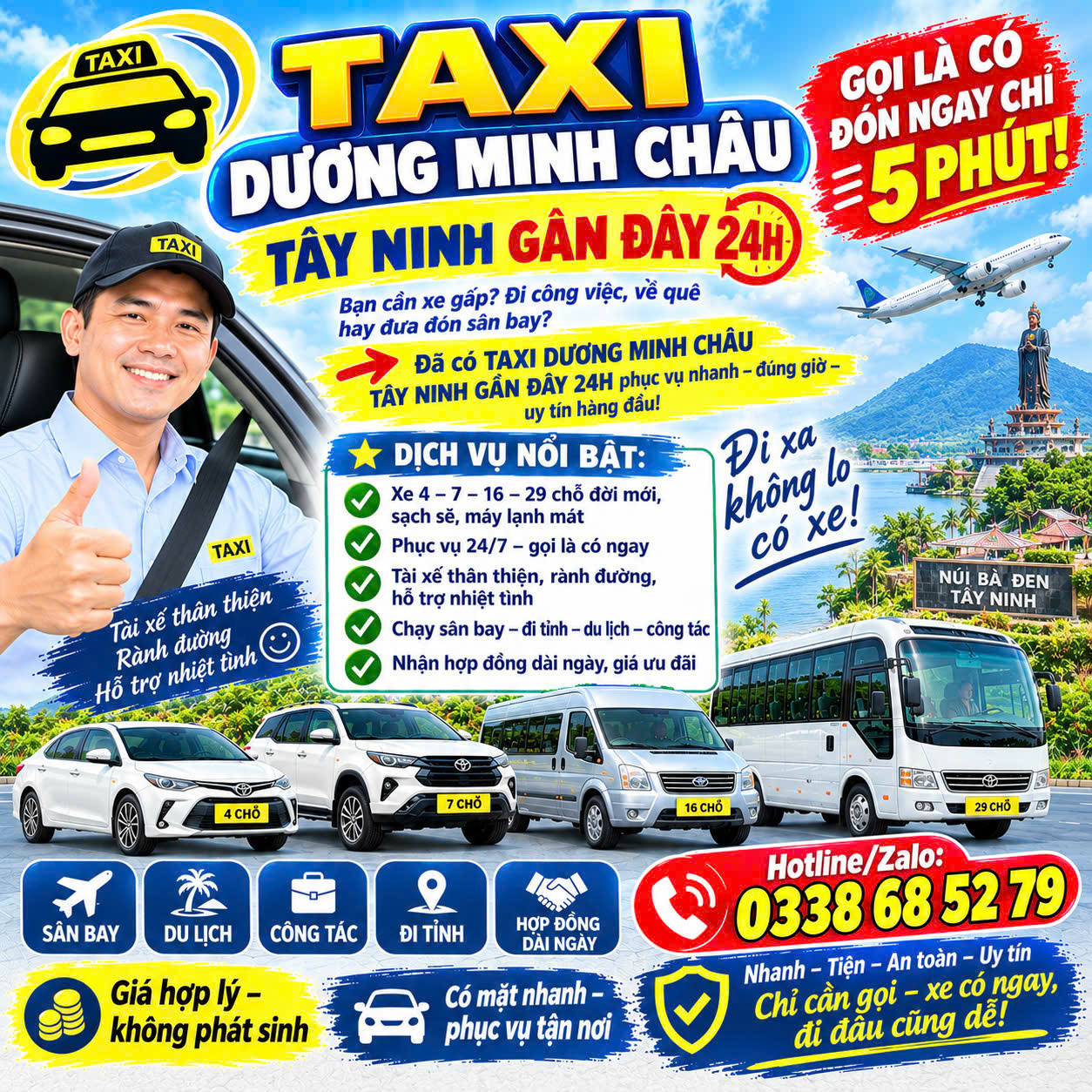 Taxi Dương Minh Châu Tây Ninh Gần Đây 0338685279