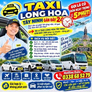 Taxi Long Hoa Tây Ninh Gần Đây 24h 0338685279