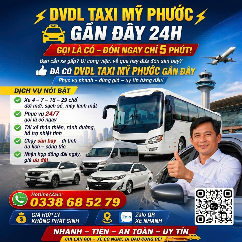 Taxi Mỹ Phước 1 2 3 0338685279