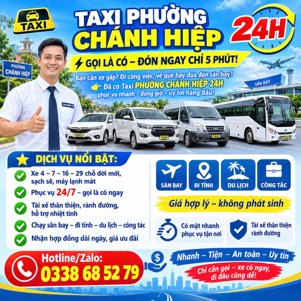 Taxi Phường Chánh Hiệp 247 0338685279
